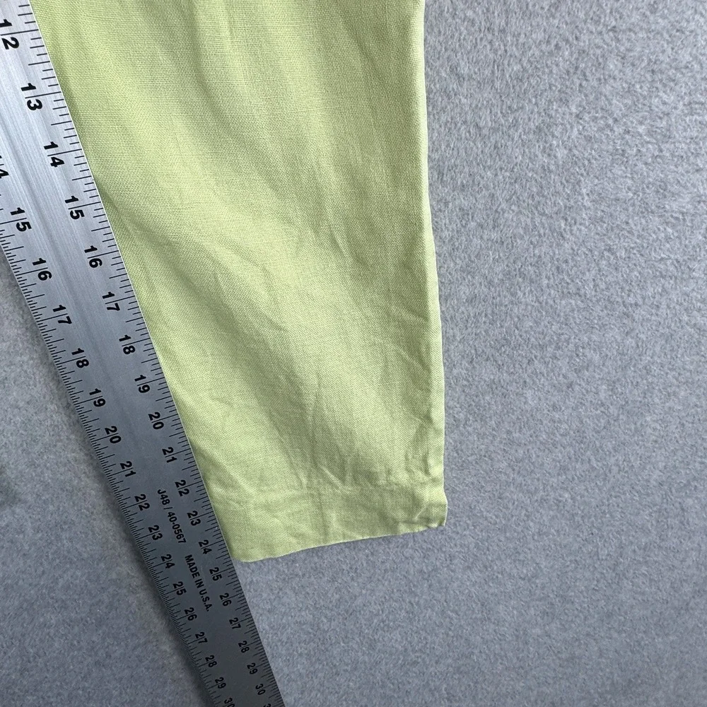Talbots Petites Irish Linen Trousers Size 2P Light‎ Green Lined Straight Leg VTG